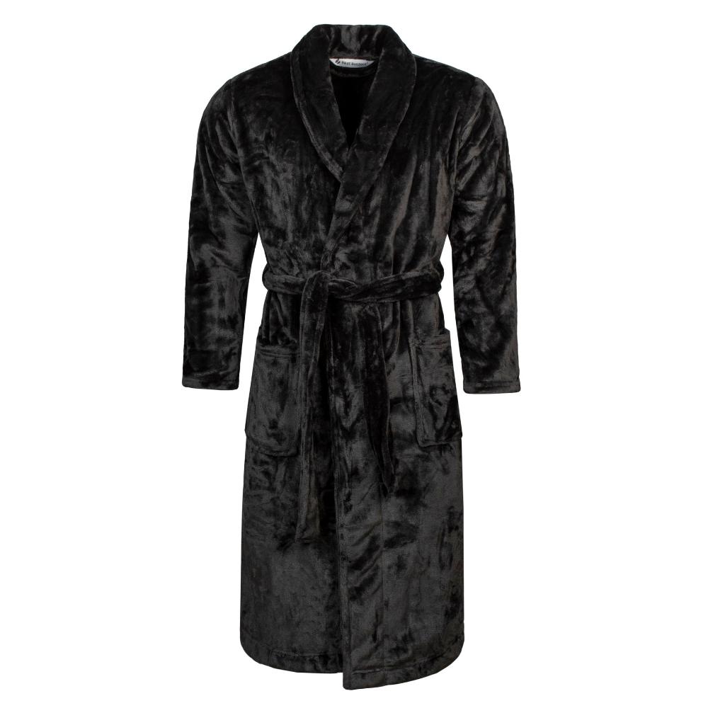 Heat Holders® - Men Fleece Dressing Gown - BLACK - Image 3