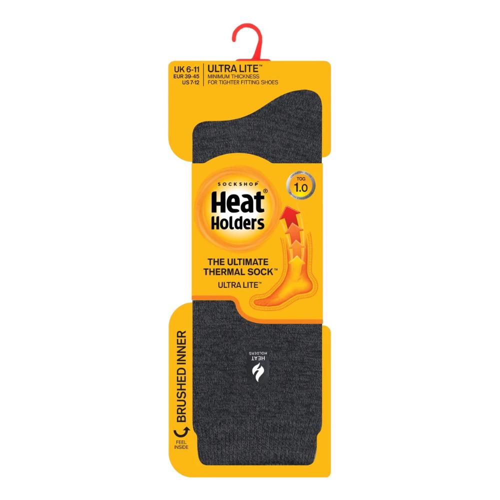 Heat Holders® - Men Ultra Lite Socks 1.0Tog Plain CARDINAL - Charcoal