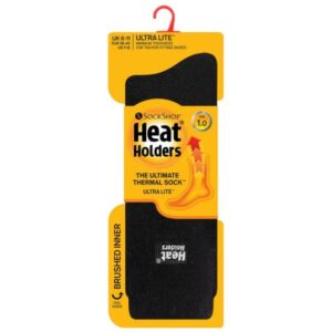 Heat Holders® - Men Ultra Lite Socks 1.0Tog Plain CARDINAL - Black