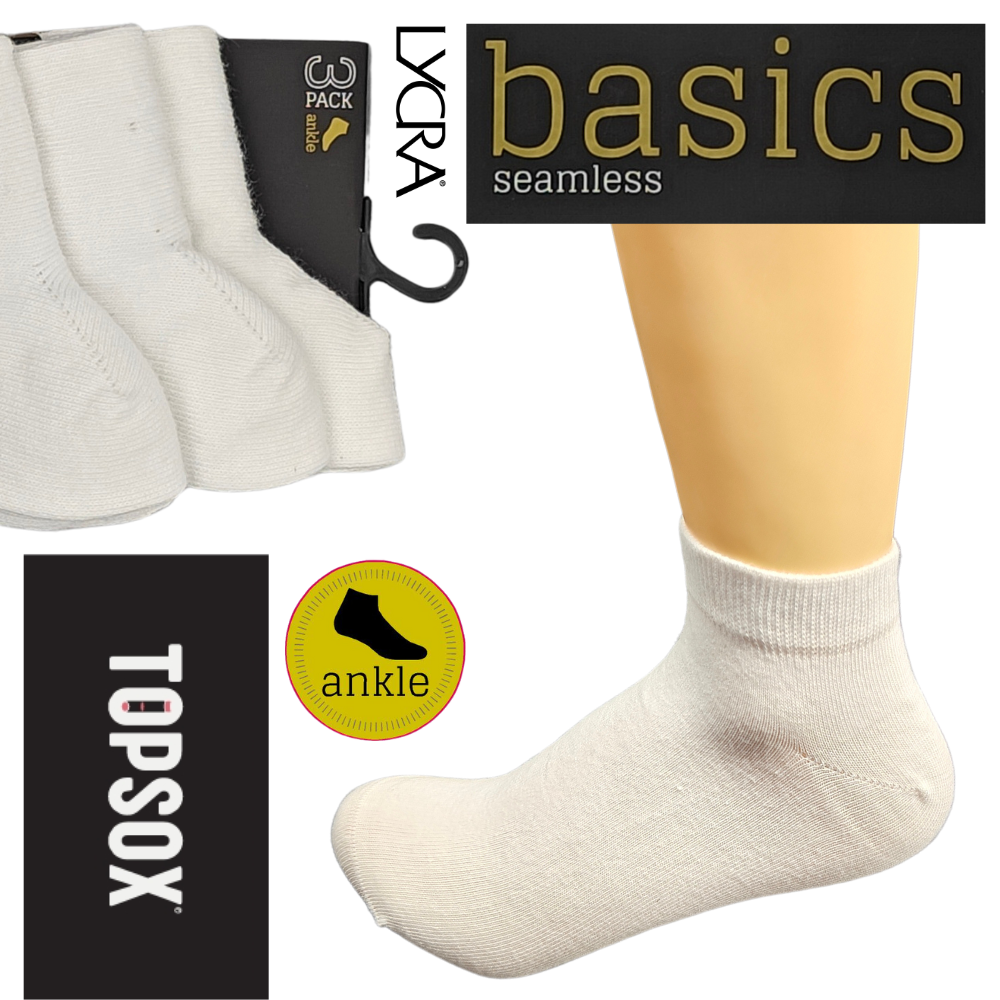TOPSOX Seamless Ankle Socks WHITE 37-41 - Image 2
