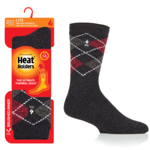 Heat Holders® - Men Lite Socks 1.6Tog LYON - Argyle Charcoal