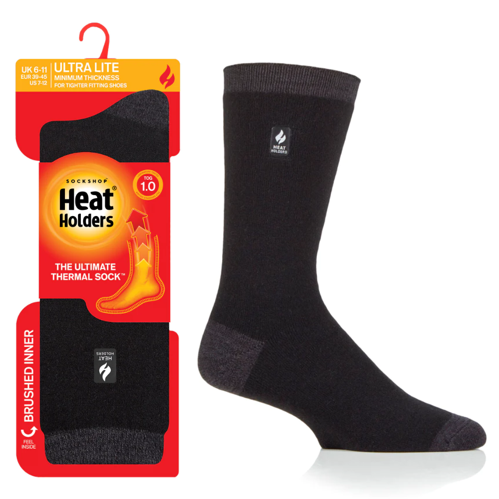 Heat Holders® - Men Ultra Lite Socks 1.0Tog BUDAPEST - T&H Black