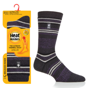 Heat Holders® - Men Ultra Lite Socks 1.0Tog SANTIAGO - Stripe Charcoal