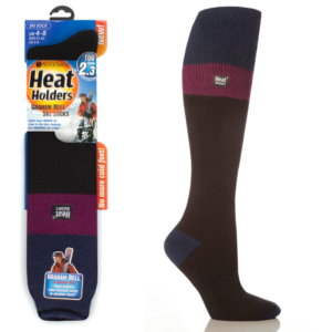 Heat Holders® - Ladies Original 2.3Tog SKI Socks - Black, Fuchsia & Indigo