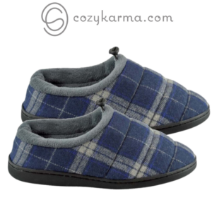 Mens Quilted Slipper CHECKED NAVY