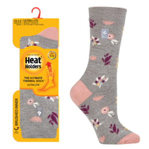 Heat Holders® - Ladies Ultra Lite Socks 1.0tog SIDARI - Floral Grey