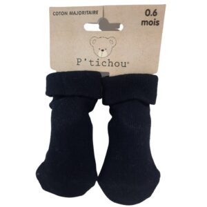 1pr Baby Socks - Plain Black Sz 0-6m